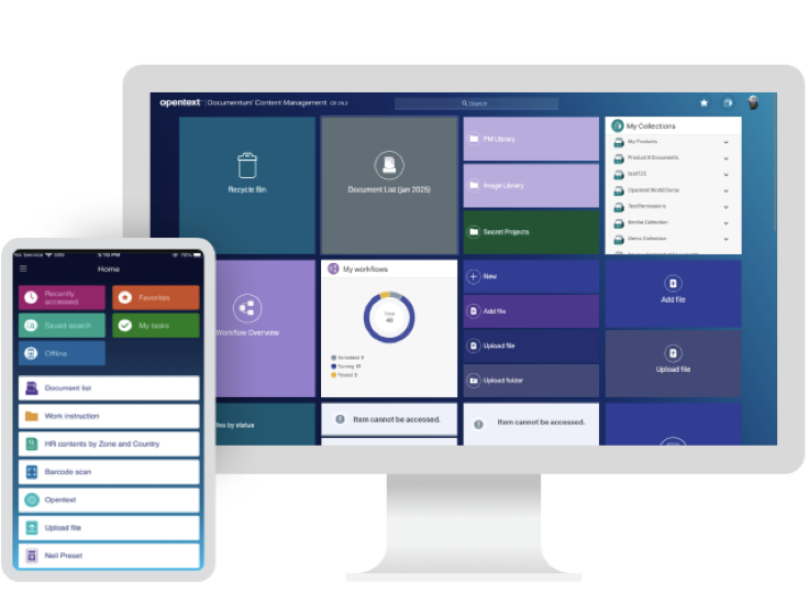 OpenText document management workspace