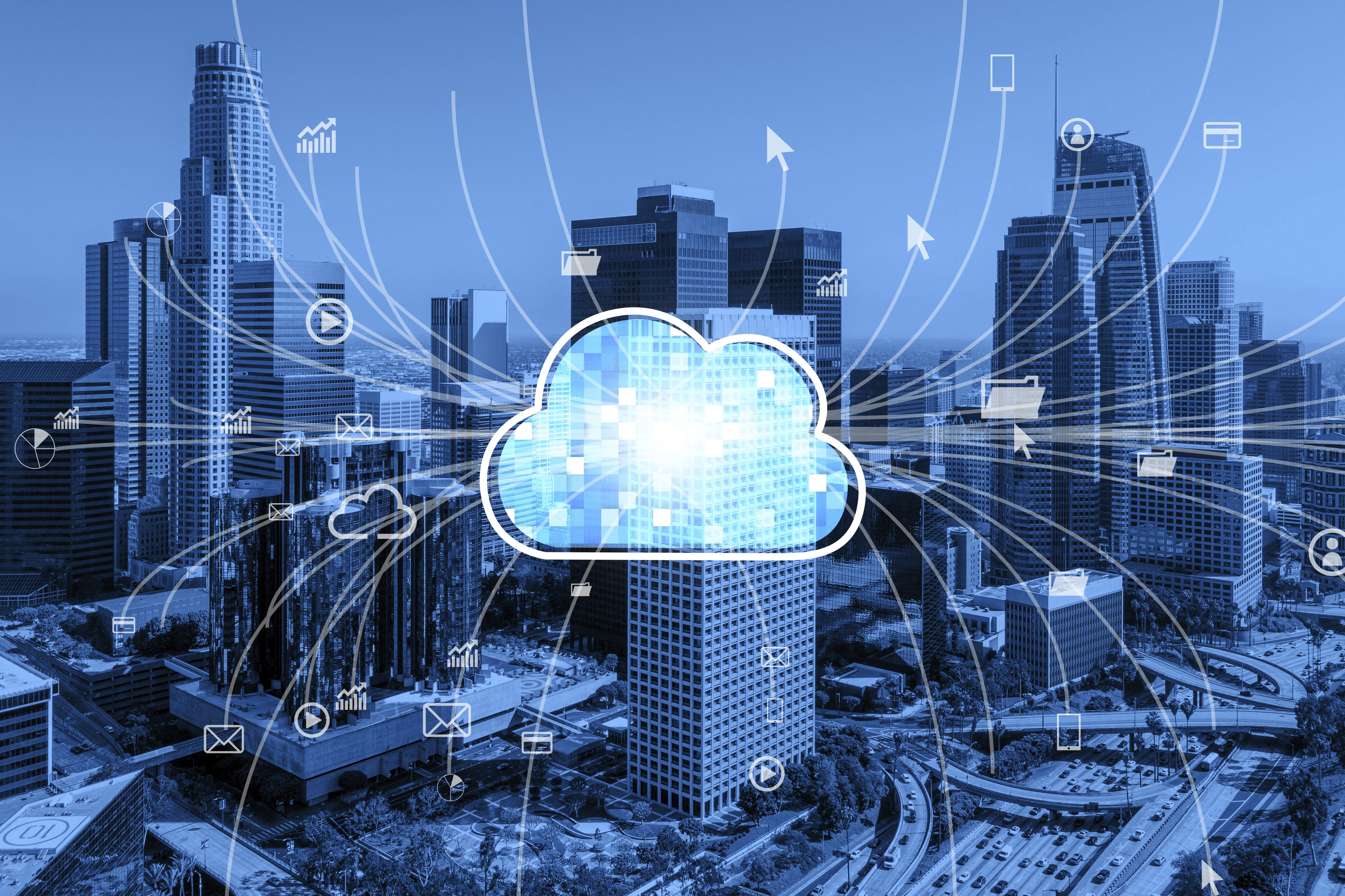 Cloud infrastructure and digital solutions collage